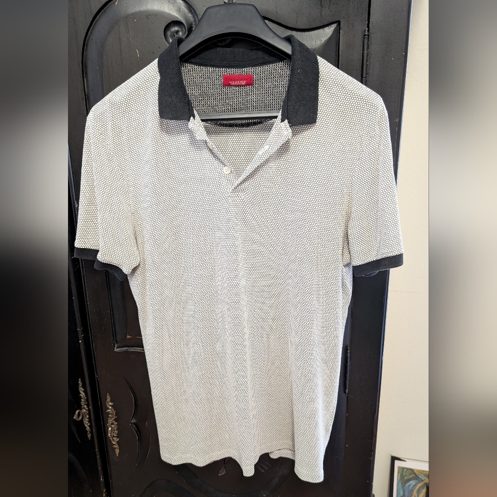 Zara White/Black Pattern Polo Shirt Classic Style